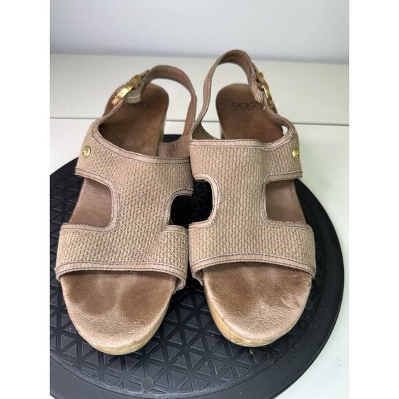 UGG Lomita Sandals Clogs Shoes Womens Size 8 Brown Leather Studded Buckle 3148 - Picture 2 of 11